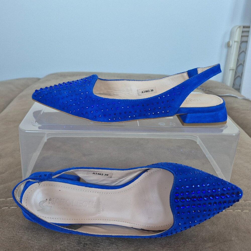 *Add-on* Napoleoni Blue suede sandal-sling-back *$22*